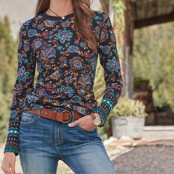 NWT New Sundance Perfect Pathways Floral Print Long Sleeve Top Size Large - Picture 2 of 12